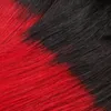 Brasilianska Ombre Straight Human Hair 3 Bundles Färgad Brasiliansk 1B / Rött Hårväv Billiga Två Ton Brasilianska Röda Virgin Hair Deals
