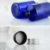 Bouteille vide en plastique bleue de 220ml, 30 pièces, bouchon à vis en aluminium, conteneur de Lotion de voyage, emballage pour cosmétiques, shampoing, huile de parfum