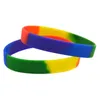 100PCS Gay Pride Silicone Rubber Bracelet Trendy Decoration Rainbow Colors Segmented Adult Size for Promotion Gift