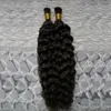 Brasilianska Human Hair Extensions Kinky Curly Capsule Keratin Jag Tips Hårfusion 100g 1g / Strand 100s Virgin I Tip Extensions