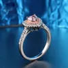 Gros fait à la main choucong bijoux de luxe en argent sterling 925 rose saphir fête pavé réglage pierres précieuses CZ femmes mariage coeur bague cadeau