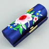 12pcs Chinese style Embroidery Flower Gift Box with Mirror Silk Brocade Candy Case Jewelry Lipstick Tubes Lip gloss Packaging