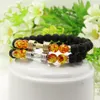 أساور الرجال كاملة التصميمات الجديدة المعادن الجديدة Barbell 8mm Amber Beads Lava Rock Stone Faction Bracelets242m