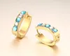 Fashion Blue Stone Earrings for Women Stainless Steel Gold Plated Women Hoop Earrings Jewelry