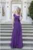 Summer Purple Chiffon Long Modest Bridesmaid Dresses With Short Sleeves Pleats Flowers Floor Length Country Bridesmaids Dresses Cheap