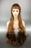 Cinq armées Tauriel Extra Lord of the Rings Hobbit Elf Captain Tauriel 100 cm Long Wavy Brown Cosplay Hair Wig for Women5836748