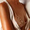 Donne sexy in metallo catena corpo bikini reggiseno triangolo rete schiava imbracatura V collana vita pancia catena gioielli per regalo lotto 5 pezzi