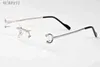 Lunettes de soleil de mode pour hommes unisexes lunettes de corne de buffle femmes attitude lunettes de soleil sans monture monture lentilles claires argent or métal Ey303A