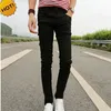 Novo 2017 Primavera Verão Skinny jeans mens lazer stretch pés calças apertadas preto comprimento calças Barato Lápis Calças Dos Homens por atacado