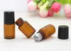 1ML 2ML Roll-On Empty Glass Bottle Clear Brown Color Rollon Metal Roller Ball Bottle Essential Oil Liquid fragrance