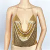 Canottiere da donna Camis all'ingrosso- Sexy scollo a V profondo Reggiseno con paillettes in metallo con spalline larghe Top senza maniche Night Club Argento Nero Oro1