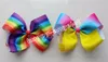 20pcs newest Fashion 6'' Handmade Boutique Rainbow Striped Sweet Hair Bows Alligator Clips hair ties For Kids Girls Hair Accessories HD3467