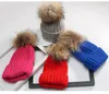 Bonitos Bonés de Inverno Crianças Chapéus De Pele De Guaxinim 15 cm Fur pompom Gorros Cap Chapéu De Pele Natural Para Crianças Dos Miúdos 77