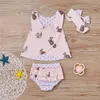 Pasgeboren baby meisjes kleding zomer mouwloze backless cross tops + polka dot shorts + hoofdband 3 stks set meisjes outfits kinderkleding boutique