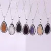 6 kleuren beschikbaar Nieuwste Druzy Amethyst Kralen Ketting Ovaal Blauw Champagne Paars Wit Wijn Rood Druzy Pave Zirkoon Crystal Gem Ketting