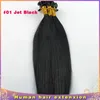 Brasilianska Virgin Hair Straight U Tips Hair Extension # 1 Jet Black 100g 100s Keratin Stick Tips Mänskligt hår