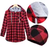 Hurtownie- New Arrival Mens Hip Hop Plaid Extion Longline Bawełna Koszula z kaptur High Street Streetwear Rozmiar S-XXL M424