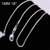 whole 100 pcs 925 Sterling Silver 1mm Snake Chain Necklace for women men jewelry 16inch 18inch 20inch 22inch 24inch can be cho298Q