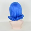 Retro Kabarık Orta uzun Mavi Kıvırcık Peruk Fantezi Elbise Parti Kraliçe Saç Peruk