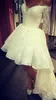 2023 Elegant Off the Shoulder Lace Prom Dresses 3/4 Long Sleeves A-Line High Low Puffy Formal Evening Gowns White/Ivory Bridal Dress