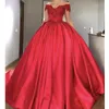 New Arrival Fashion Off the Shoulders Red Prom Dress Cheap Ball Gown Long Formal Evening Party Gown Custom Made Plus Size