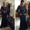 Elegante Afrikaanse Nigeriaanse kant Moeder van de Bruid Jurken Lange Mouw Formele Powermother Avond Huwelijksgasten Jurk Custom Made Plus Size
