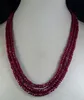 Fashion 2x4mm NATURAL RUBY FACETED BEADS NECKLACE 3 STRAND254I