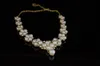 Luxury Bridal Smycken Pearl Halsband Örhängen Tillbehör Ställer Blommform med Kristall Halsband Bröllop Smycken Förlovning Smycken Hot Sale