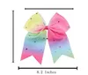 VENDITA CALDA da 7.5 pollici Boutique Bling arcobaleno arcobaleno arco, softball cheer arco ponytail titolare, solido nastro capelli arco cravatta per le ragazze 10 pz