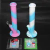 Silicone Bongs Water Pipe Oil Rigs hookah 14" Height 14.4MM Joint with glass downstem bowl silicon mats 5ml silico jars