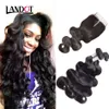 Grade 9A Brazilian Virgin Hair Weaves 3 Bundles with Lace Closures Malaysian Peruvian Indian Cambodian Body Wave Remy Human Hair Extensions