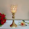 Romatic Crystal Candle Holder för bröllop Metal Candle Stand för heminredning Hotel Candle Centerpiece Wedding Props