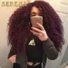 Burgundy Brasiliansk Kinky Curly Virgin Hair 3pcs Ombre Brasilianska Hårväv Buntar 99J Mörk Vin Röd Afro Kinky Human Hair Extension