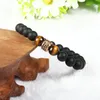 New Fashion Jewelry Wholesale 8mm Matte Agate Stone Beads with Black Cz Cylinders Beaded Men Bracelet Bangle