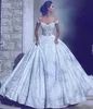 Superbe dentelle robe de bal robes de mariée perles dentelle appliques élégante hors épaule A-ligne robe de mariée charmante chapelle train robes de mariée