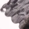# 1b grau Ombre Körperwelle Haarbündel Peruanischer Human Virgin Sliver Grau Ombre Haarverlängerungen 3Pcs Los 300G Two Tone Grey Hair Wefts