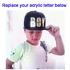 Personalizado hiphop 3d letras acrílicas crianças chapéus aparafusados picos rebites acrílico snapback crianças bonés atacado boné de beisebol ajustável meninos menina