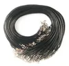 500 Uds collar de cordón de cuero negro con cierre de langosta dijes joyería DIY 2mm/1,5mm