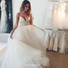 Romantic Spaghetti Strap Beaded Waist Wedding Dress A-Line Long Women Bridal Party Gown Plus Size Vestido De Noiva Longo