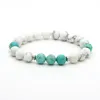 New Designs Couples Jewelry Whole 10pcs lot 8mm White Howlite Marble Stone with Turquoise Distance Lovers Bracelets230C