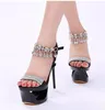 Rund näsa Peep Toe Women Sandals Plat Form Sexy 15cm Diamond High 130