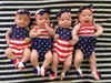 Pasgeboren baby meisje romper hoofdband set zomer mouwloze verenigde staten vlag baby baby kleding peuter jumpsuit kinderkleding outfit