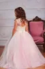 Urocza koronkowa sukienki z kwiatami na ślub małe dziewczynki suknia balowa suknia balowa
