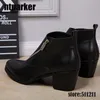 NEUE 2018 sepatu pria 6,8 CM Heels Schwarz Männer Stiefel Leder Mode Britischen Stil männer Oxfords Stiefel Runde Kappe platz High Heels Männer