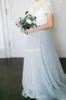 Cheap Country Bohemian Bridesmaid Dresses Lace Short Sleeves Tulle Skirt Maid Of Honor Gowns Wedding Guest Dress Abendkleider9594495