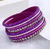 2017 Ny läderarmband Rhinestone Crystal Armband Wrap Multilayer Armband för kvinnor Pulseras Mulher Smycken G24