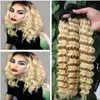 Pas cher 9A Deux Tons 1B / 613 Platine Blonde Sombre Roots Ombre Brésilien Vague Profonde Ondulés Vierge Cheveux Weave Extensions de Trame 3 Pcslot