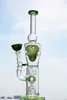 Grande vetro Bong verde dritto Bong di vetro blu Fab Egg Recycler Spedizione gratuita