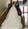 Cheap Arabic A Line Wedding Dresses Jewel Neck Illusion Long Sleeves Full Lace Beads Wedding Gown Chapel Train Plus Size Formal Bridal Dress