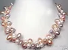 2OWS Vit Rosa Lila Färskvatten Pearl Twist Smycken Halsband